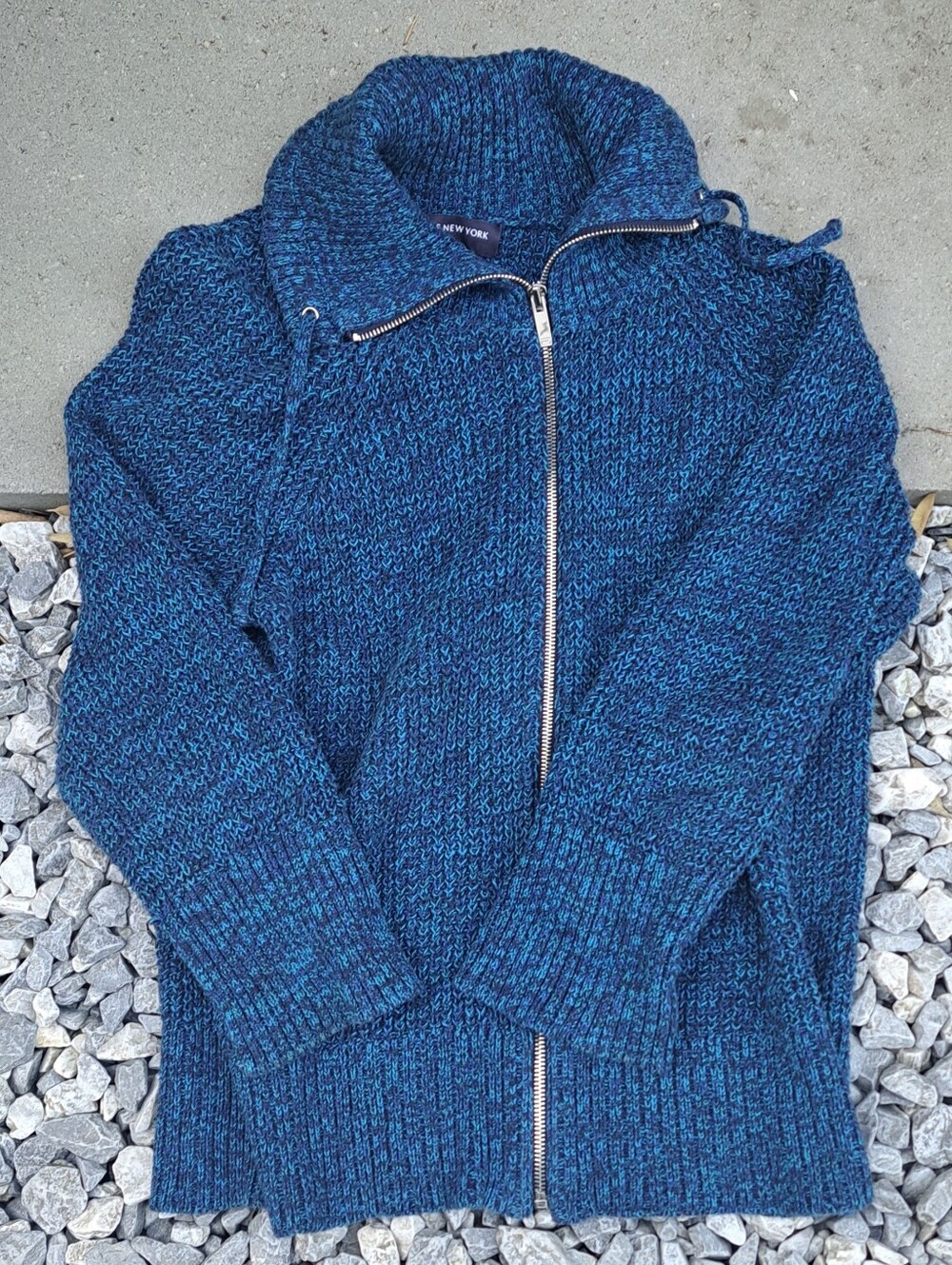 Jones New York Blue Zip-Front Knit Cardigan 🦚